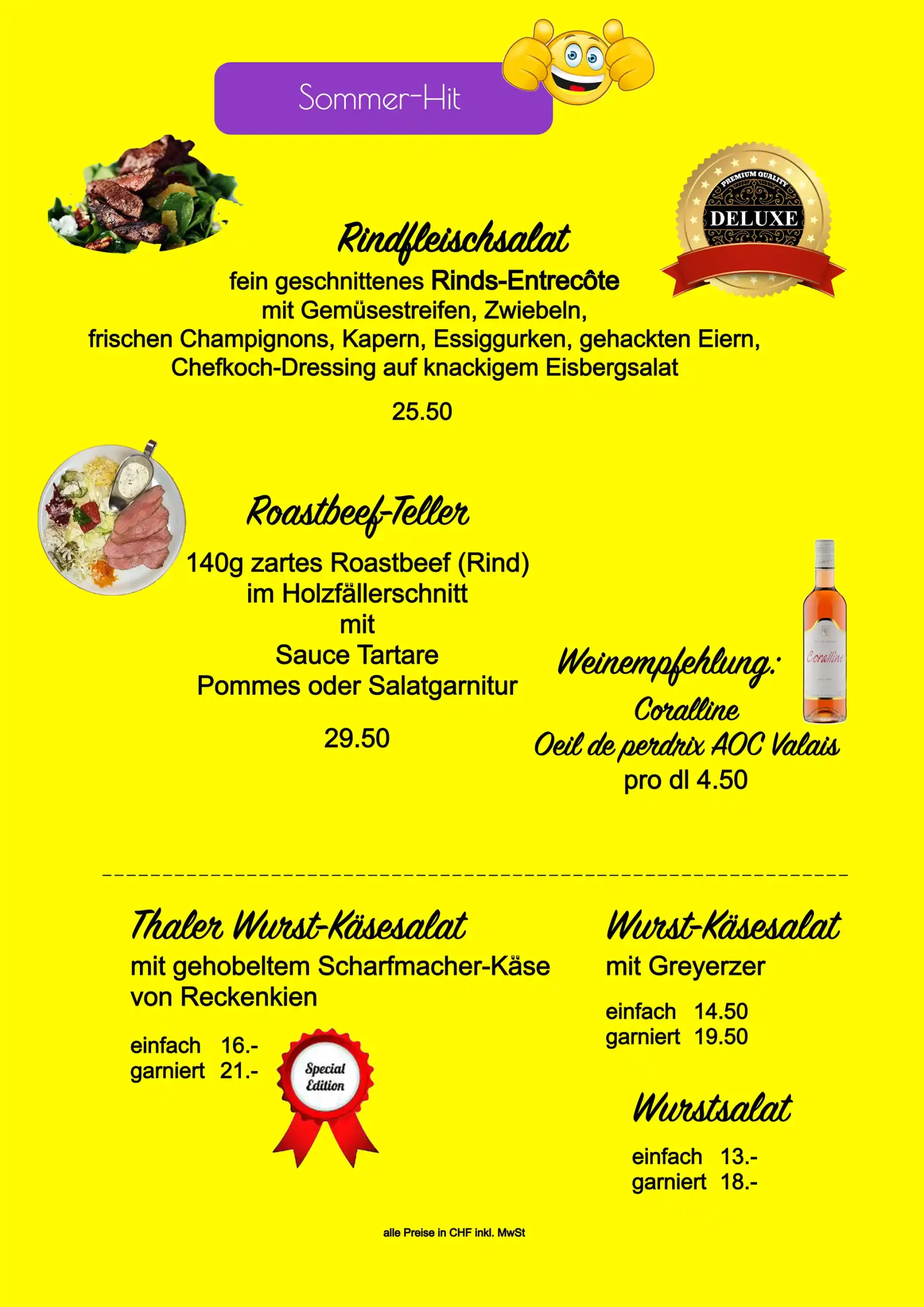 Restaurant Chrüz – Sommerkarte 2025